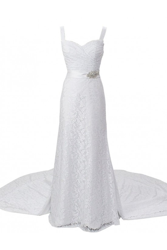 Sheath/Column Straps Chapel Train Lace Wedding Dresses WD010034 Sheath/Column Straps Chapel Train Lace Wedding Dresses WD010034
