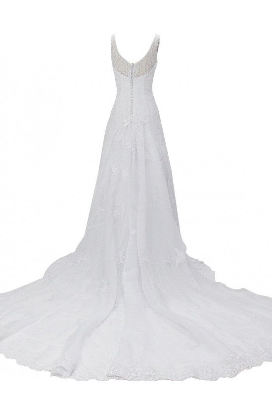 A-line Chapel Train Lace Bateau Wedding Dresses WD010035 A-line Chapel Train Lace Bateau Wedding Dresses WD010035