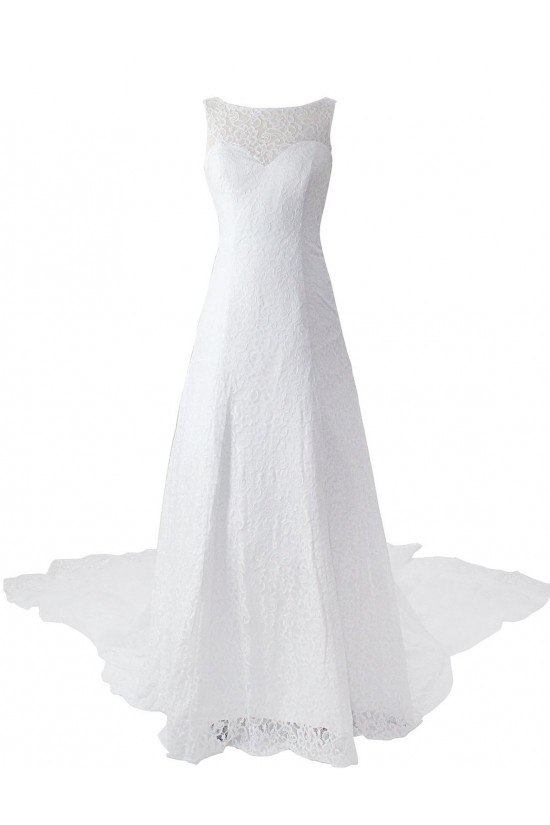 A-line Chapel Train Lace Bateau Wedding Dresses WD010035 A-line Chapel Train Lace Bateau Wedding Dresses WD010035