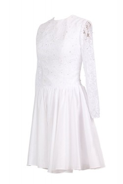 A-line Long Sleeves Lace Short Wedding Dresses WD010037