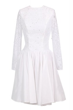 A-line Long Sleeves Lace Short Wedding Dresses WD010037