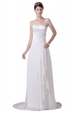 Sheath/Column Strapless Sweep Train Wedding Dresses WD010039