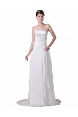 Sheath/Column Strapless Sweep Train Wedding Dresses WD010039