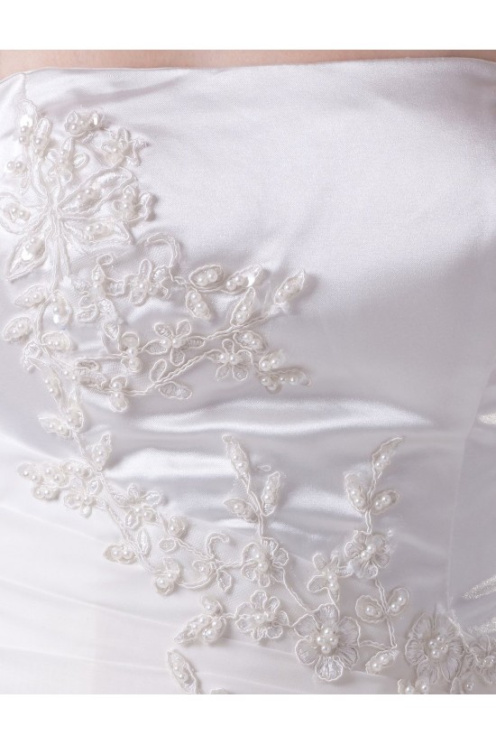 Sheath/Column Strapless Sweep Train Wedding Dresses WD010039