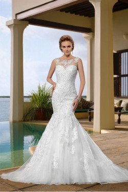 Trumpet/Mermaid Sweetheart Court Train Beaded Lace Wedding Dresses WD010042