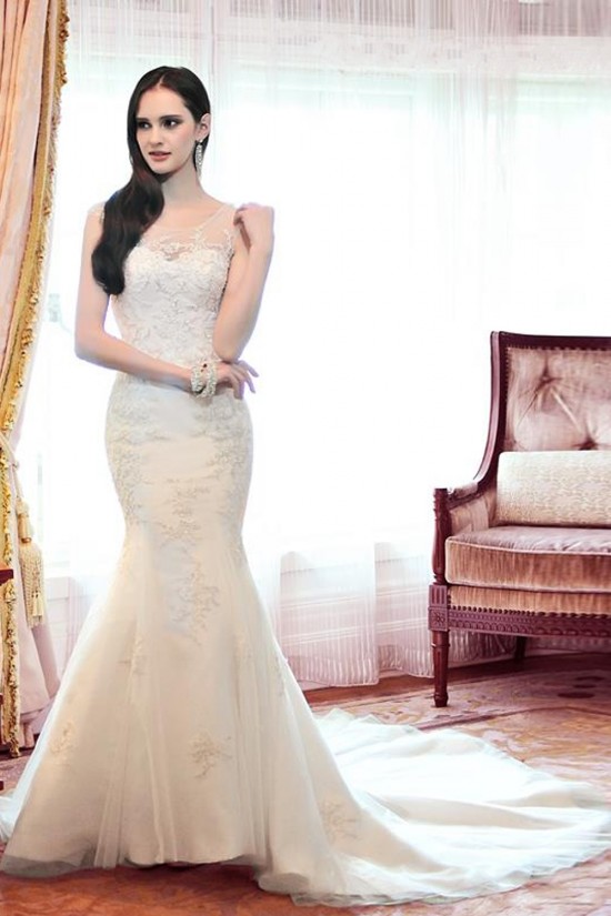 Trumpet/Mermaid Sweetheart Court Train Lace Wedding Dresses WD010043 Trumpet/Mermaid Sweetheart Court Train Lace Wedding Dresses WD010043