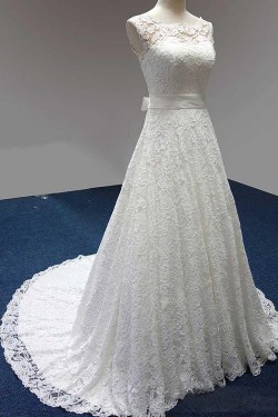 A-line Court Train Lace Wedding Dresses WD010045
