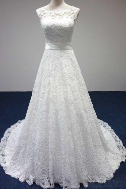 A-line Court Train Lace Wedding Dresses WD010045