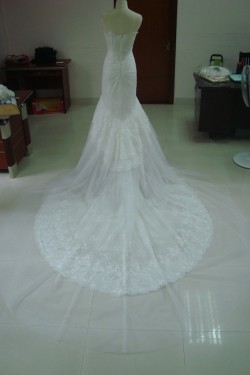 Trumpet/Mermaid Sweetheart Chapel Train Lace Bridal Wedding Dresses WD010051