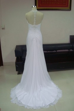 Sheath/Column Court Train Bridal Wedding Dresses WD010052