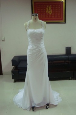 Sheath/Column Court Train Bridal Wedding Dresses WD010052
