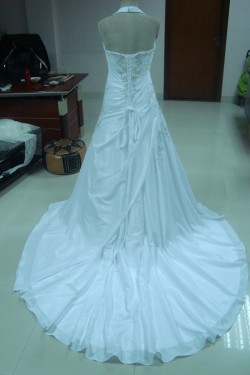 A-line Halter Chapel Train Bridal Wedding Dresses WD010055