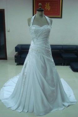 A-line Halter Chapel Train Bridal Wedding Dresses WD010055