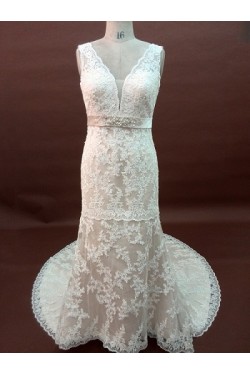 Trumpet/Mermaid V-neck Lace Bridal Wedding Dresses WD010056