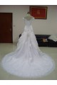 A-line Off the Shoulder Lace Chapel Train Bridal Wedding Dresses WD010061