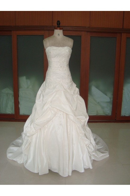 Ball Gown Strapless Chapel Train Bridal Wedding Dresses WD010062
