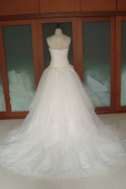 Ball Gown Strapless Chapel Train Bridal Wedding Dresses WD010063