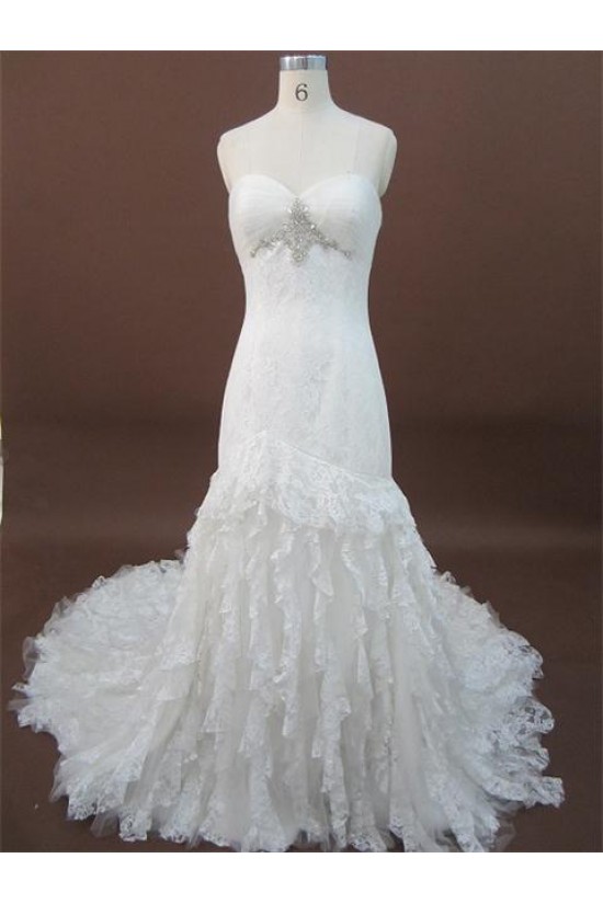 Trumpet/Mermaid Sweetheart Lace Bridal Wedding Dresses WD010064