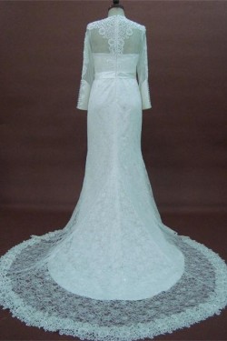 Trumpet/Mermaid Long Sleeves Chapel Train Lace Bridal Wedding Dresses WD010072