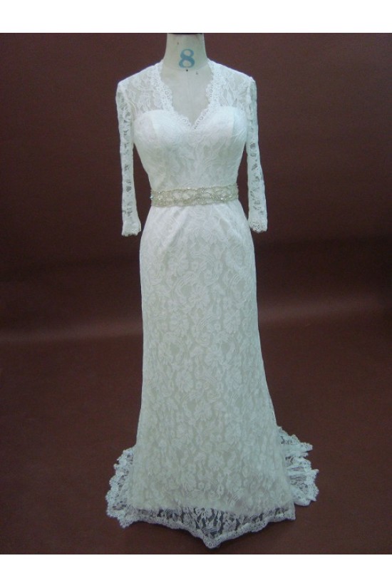 Trumpet/Mermaid 3/4 Sleeves Court Train Lace Bridal Wedding Dresses WD010073 Trumpet/Mermaid 3/4 Sleeves Court Train Lace Bridal Wedding Dresses WD010073