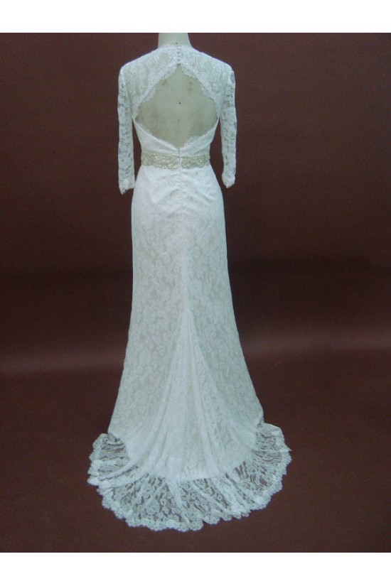 Trumpet/Mermaid 3/4 Sleeves Court Train Lace Bridal Wedding Dresses WD010073 Trumpet/Mermaid 3/4 Sleeves Court Train Lace Bridal Wedding Dresses WD010073