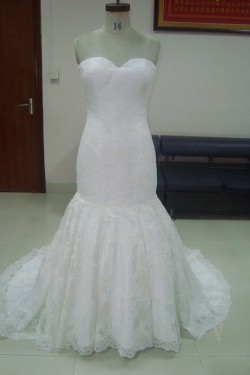 Trumpet/Mermaid Sweetheart Court Train Lace Bridal Wedding Dresses WD010075