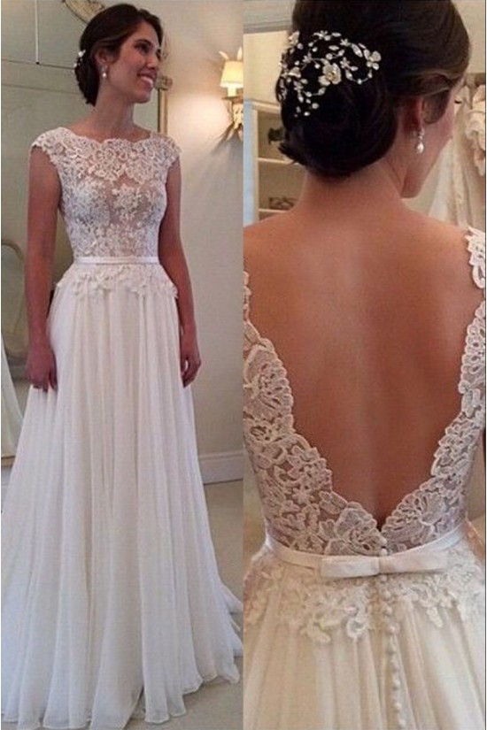 Sheath/Column Lace Chiffon Sweep Train Bridal Wedding Dresses WD010081 Sheath/Column Lace Chiffon Sweep Train Bridal Wedding Dresses WD010081