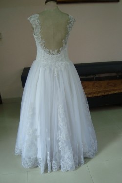 A-line Floor Length Lace Straps Sleeves Bridal Wedding Dresses WD010083