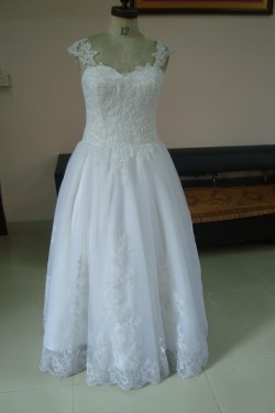 A-line Floor Length Lace Straps Sleeves Bridal Wedding Dresses WD010083