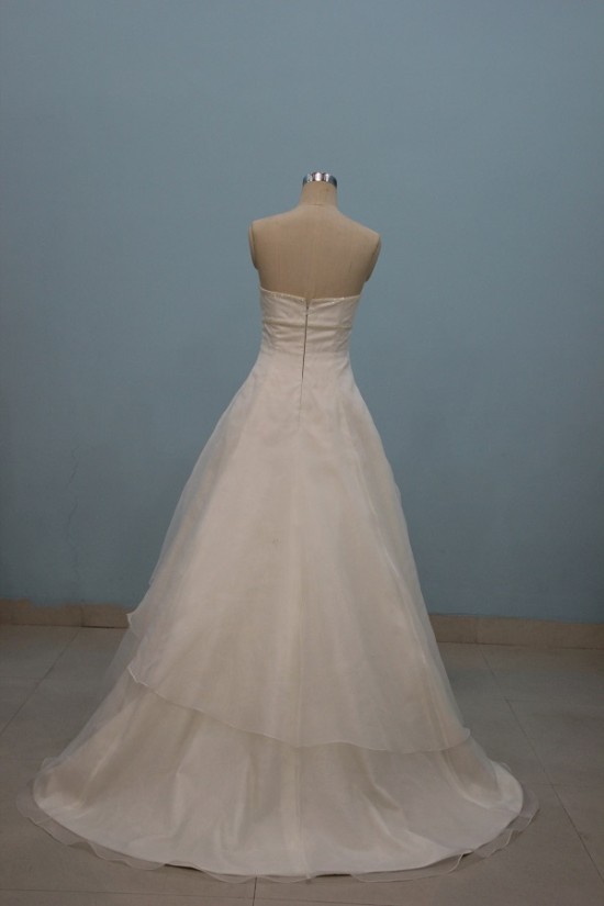 A-line Strapless Floor Length Bridal Wedding Dresses WD010087