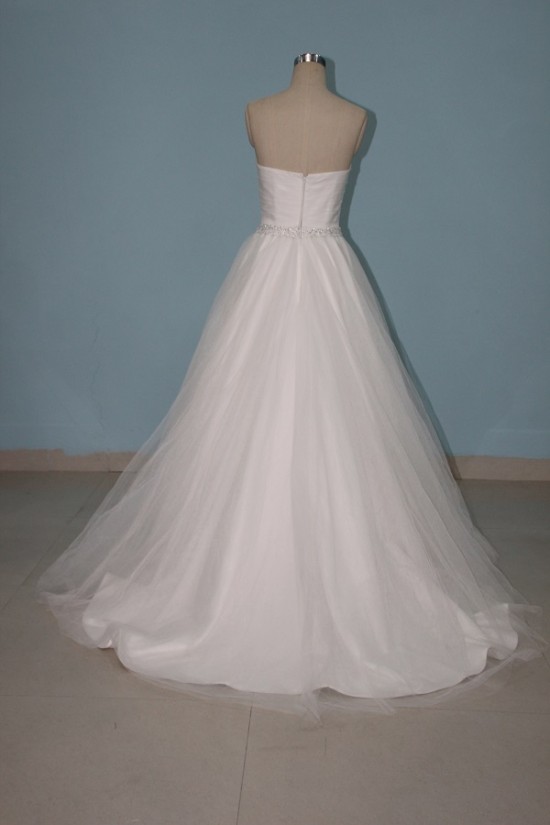 A-line Strapless Beaded Bridal Wedding Dresses WD010089