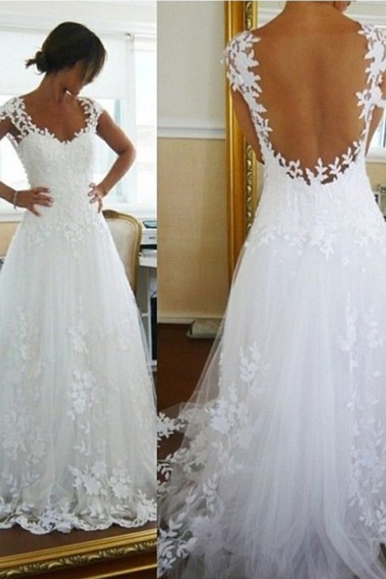 A-line Cap Sleeves Lace Bridal Wedding Dresses WD010091 A-line Cap Sleeves Lace Bridal Wedding Dresses WD010091