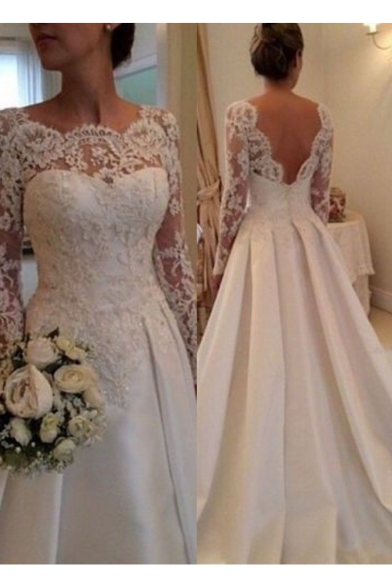 A-Line Long Sleeves Lace Bridal Wedding Dresses WD010092 A-Line Long Sleeves Lace Bridal Wedding Dresses WD010092