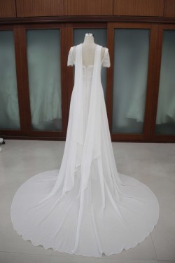 Sheath/Column Short Sleeves Chapel Train Lace Bridal Wedding Dresses WD010093