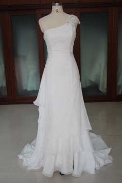 Sheath/Column One Shoulder Bridal Wedding Dresses WD010099