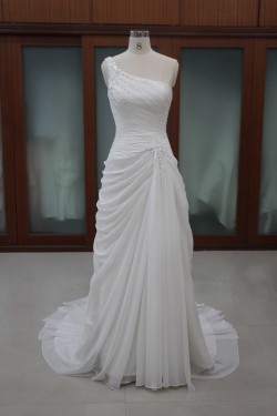 Sheath/Column One Shoulder Bridal Wedding Dresses WD010103