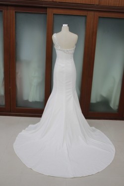 Trumpet/Mermaid One Shoulder Beaded Bridal Wedding Dresses WD010107