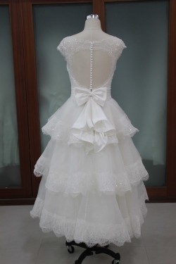 A-line Straps Floor Length Tea Length Lace Bridal Wedding Dresses WD010110