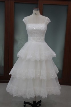 A-line Straps Floor Length Tea Length Lace Bridal Wedding Dresses WD010110