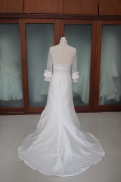 Trumpet/Mermaid 3/4 Sleeves Beaded Bridal Wedding Dresses WD010118