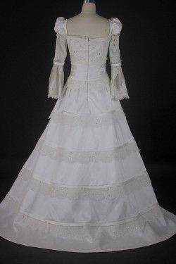 A-line Long Sleeves Beaded Lace Bridal Wedding Dresses WD010126