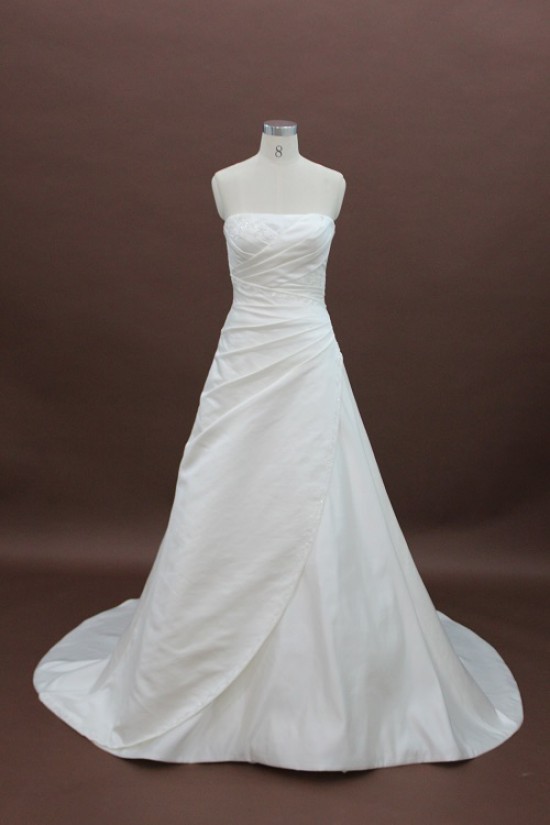 A-line Strapless Court Train Bridal Wedding Dresses WD010129