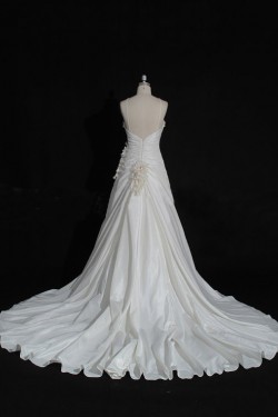 Discount A-line Strapless Chapel Train Bridal Wedding Dresses WD010143