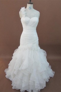 Fashion Trumpet/Mermaid One Shoulder Bridal Wedding Dresses WD010147