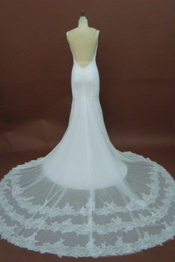 Sexy Trumpet/Mermaid Spaghetti Straps Chapel Train Lace Bridal Wedding Dresses WD010149