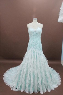 Elegant A-line Sweetheart Chapel Train Lace Bridal Wedding Dresses WD010150