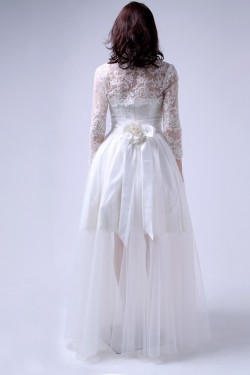 Cheap Short Bridal Wedding Dresses with A Lace Jacket and Removable Long Skirt WD010157