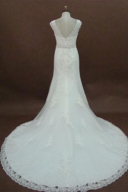 Elegant Trumpet/Mermaid Court Train Lace Bridal Wedding Dresses WD010161