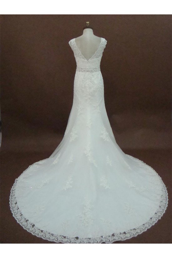 Elegant Trumpet/Mermaid Court Train Lace Bridal Wedding Dresses WD010161