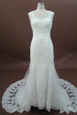 Trumpet/Mermaid Straps Sleeves Court Train Lace Bridal Wedding Dresses WD010162